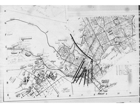 Map used in Accident Investigation to plot probable path of AF5003 based on witness Statements.