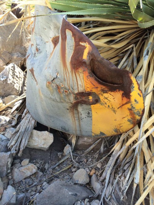 Yellow-painted tip of B-36 propeller in the left-hand canyon.