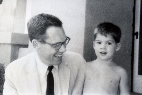 Father and son, on the front porch of our Cincinnati House c. 1960