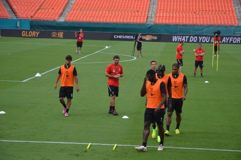 Loverpool FC team at practice in Miami before their Final match against Manchester United in the Guinness International Champions Cup 2014