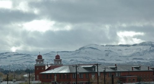Winter storm covers the Juarez Mountains south of Downtown El Paso